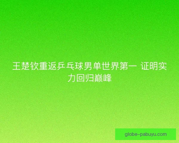 王楚钦重返乒乓球男单世界第一 证明实力回归巅峰