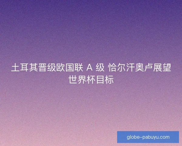 土耳其晋级欧国联 A 级 恰尔汗奥卢展望世界杯目标